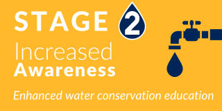 Graphic indicating Stage 2 of water shortage response plan