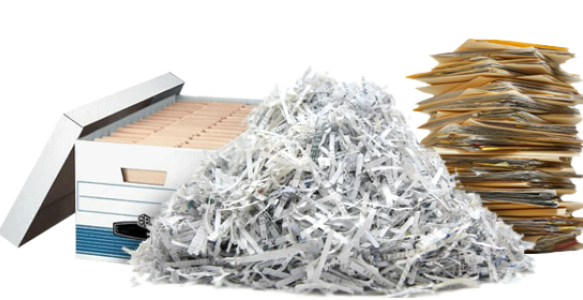 Box of documents and shredded files