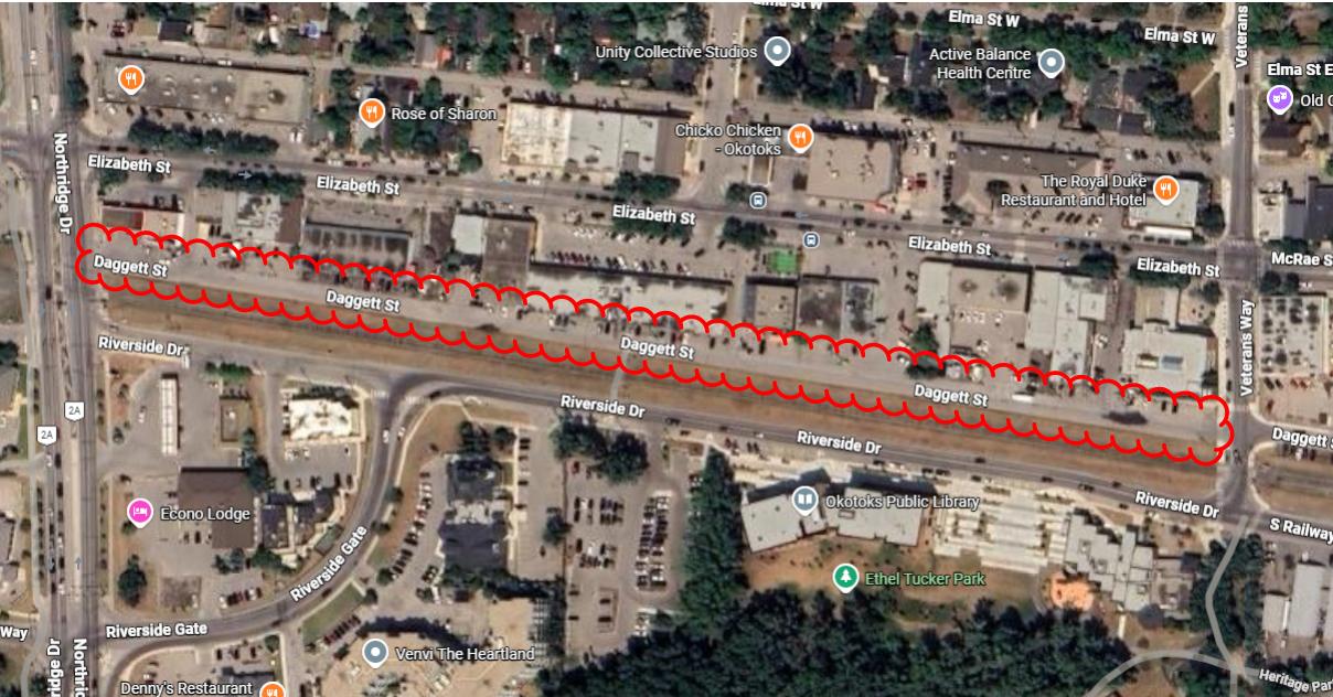 Daggett Street parking stall work area