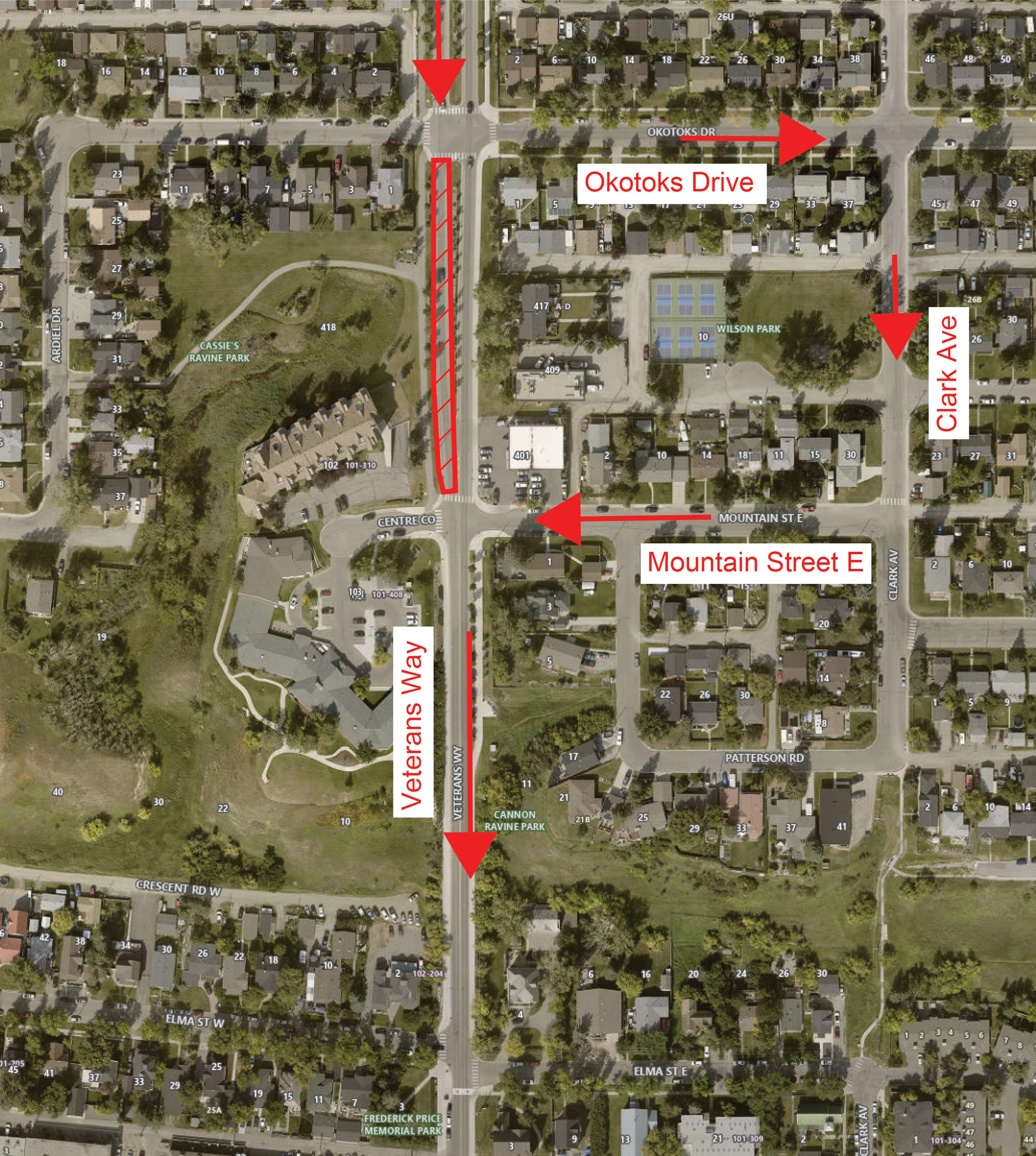 TELUS work on Veterans Way graphic