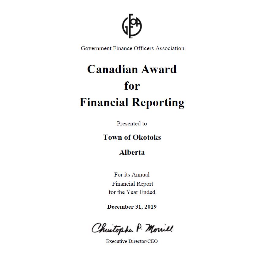 Canadian Award for Excellence in Financial Reporting award