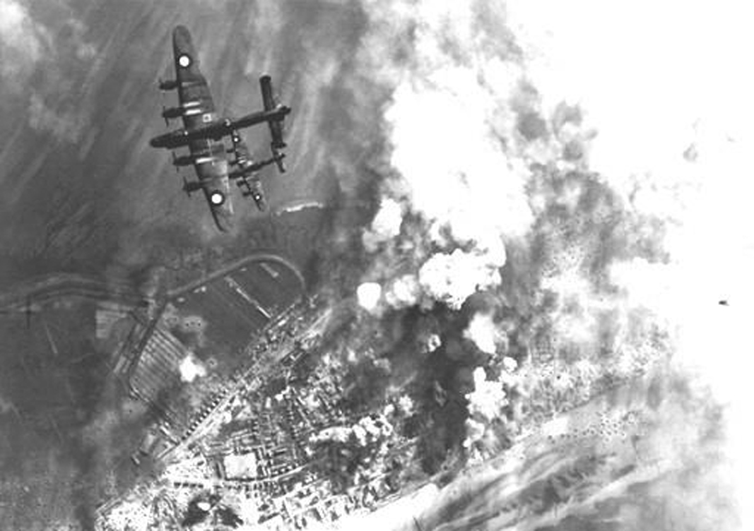 View from an airplane over Normandy, 1944.