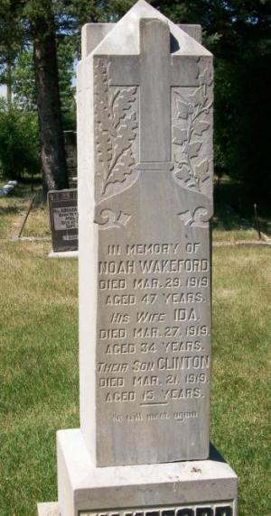 Headstone of the Wakeford family in Okotoks Cemetery.