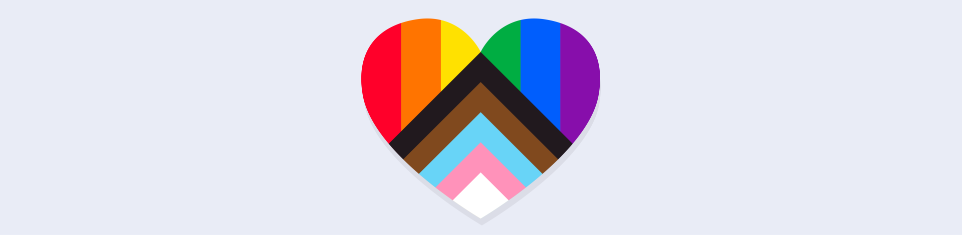 Updated pride LGBTQ2+ flag inside heart