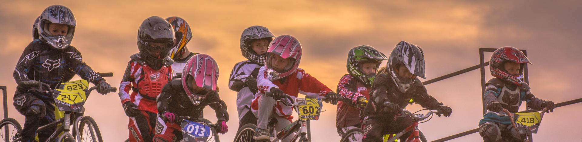 Okotoks BMX Bike Track with kids lined up at race start