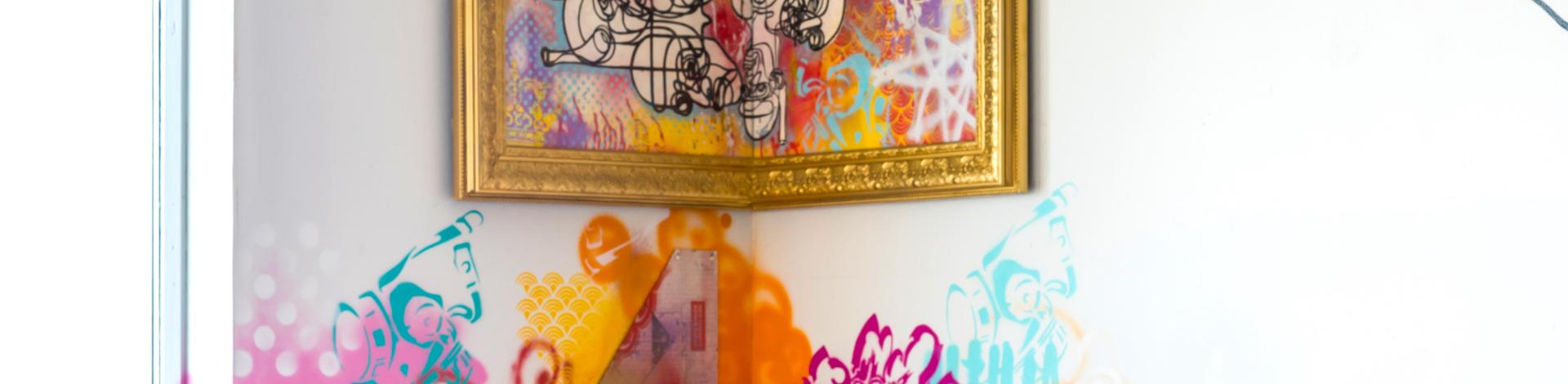 art in a bright room