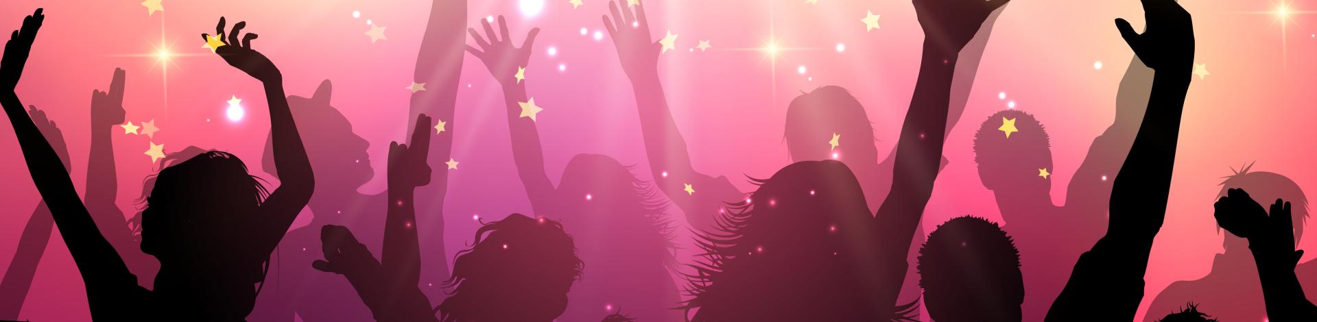 Dance party music silhouettes