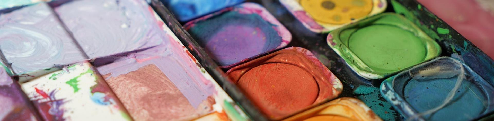 A box of watercolour paints.