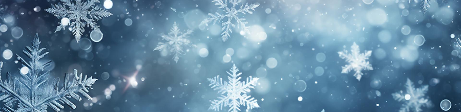 blue background with white snowflakes 