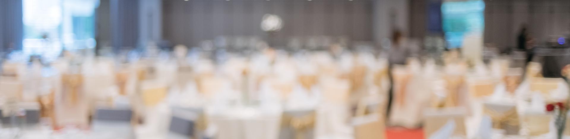 a gala with white tables