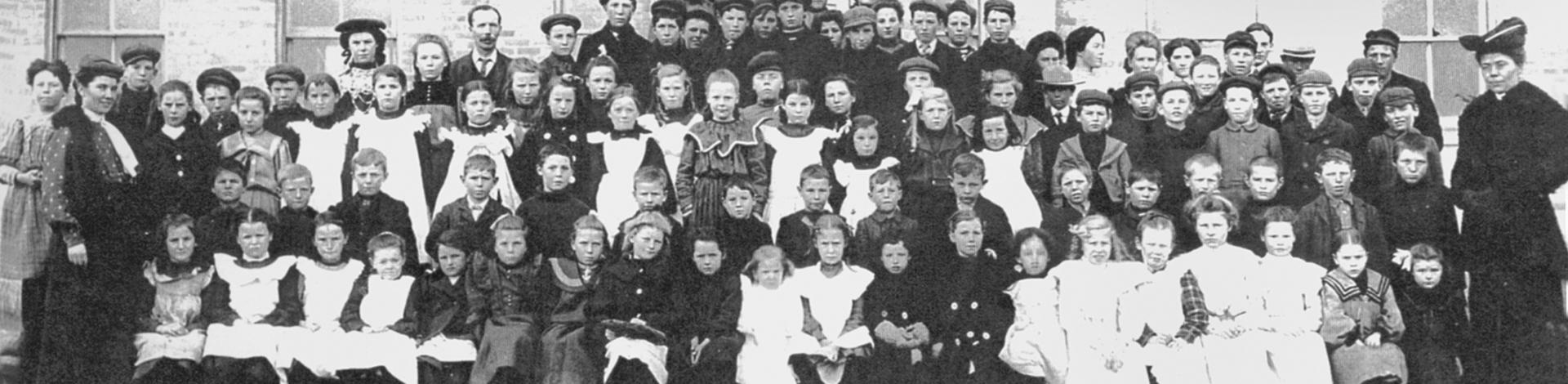 an old school photo in Black and White