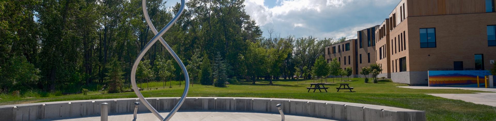water feature in the arts and learning campus