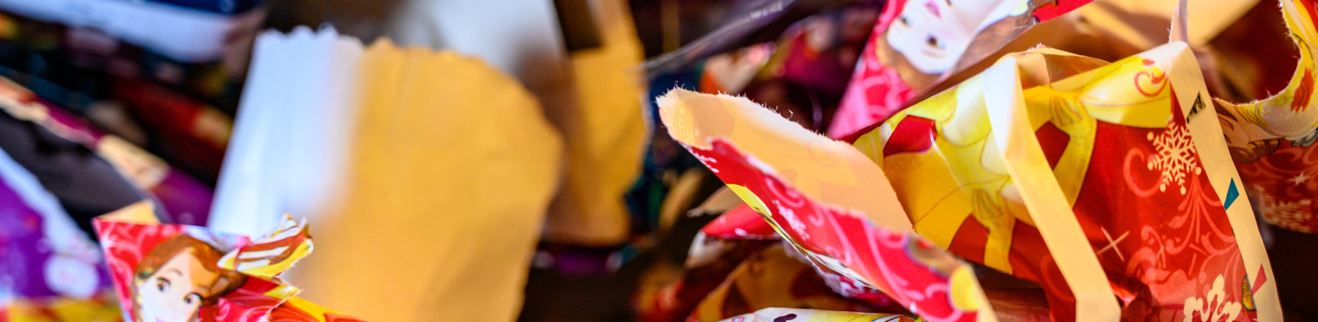 close up of holiday wrapping paper