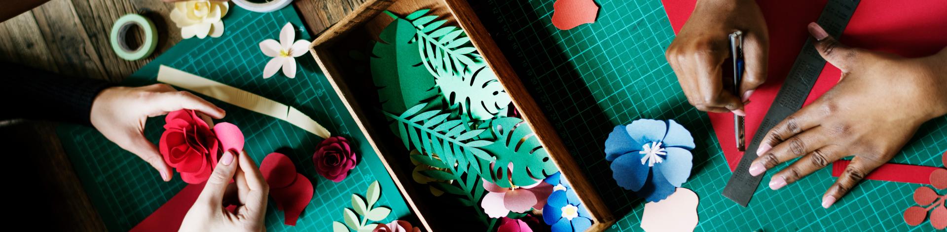 People Making Paper Flowers 