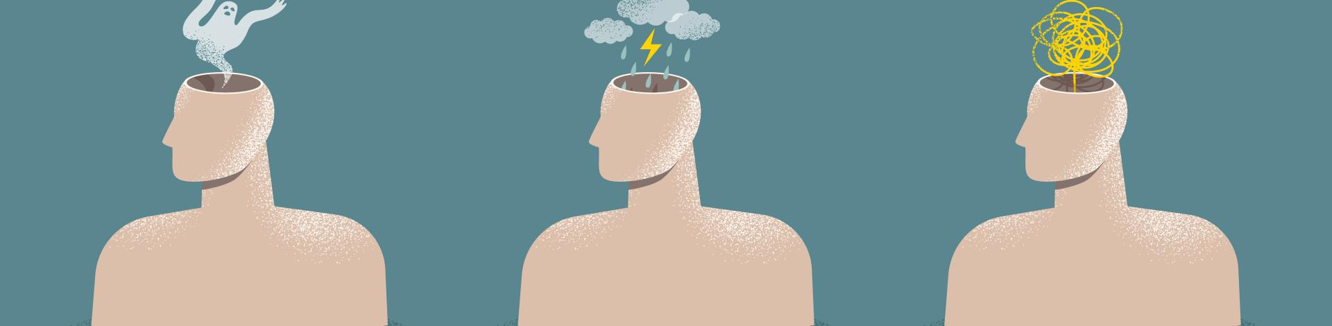 human heads showing anxiety