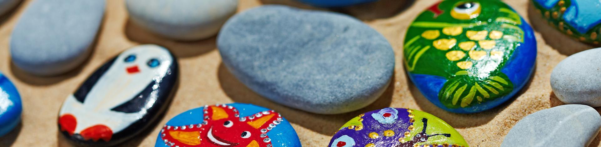 Rounded painted colourful stones