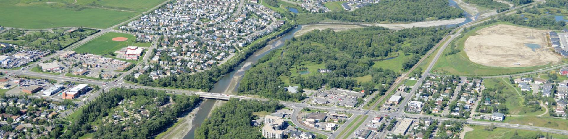 aerial shot of Okotoks