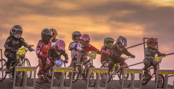 Okotoks BMX Bike Track with kids lined up at race start