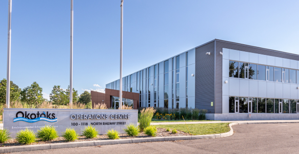 Exterior photo of operations centre with blue sky