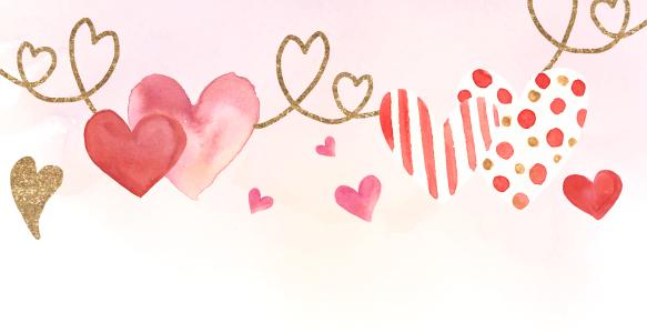 Group of red and pink hearts