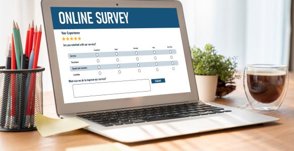 laptop showing online survey