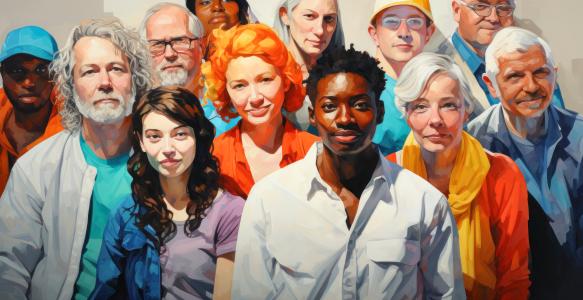 group of people drawn