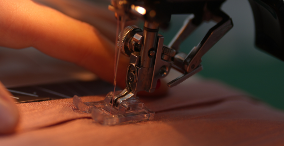 a close up of a sewing machine in use
