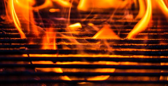 Empty hot charcoal barbecue grill 