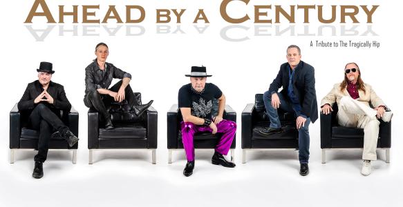 a band on black chairs on a while background