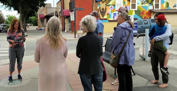 a walking tour in downtown okotoks