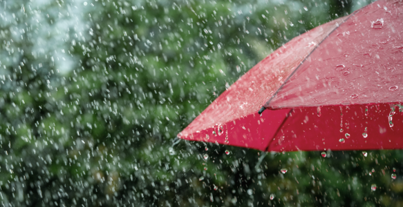 Rain with red umbrella