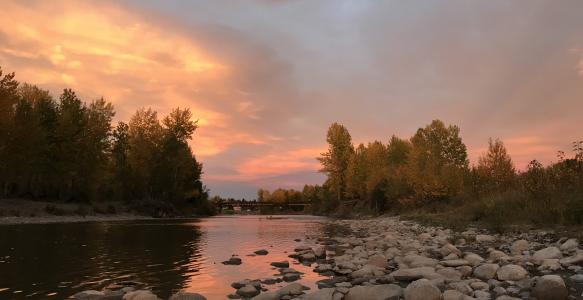 River landscape during sunset