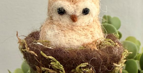 Felted Owl in a Nest