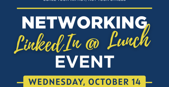 LinkedIn at Lunch smalll business month networking event poster