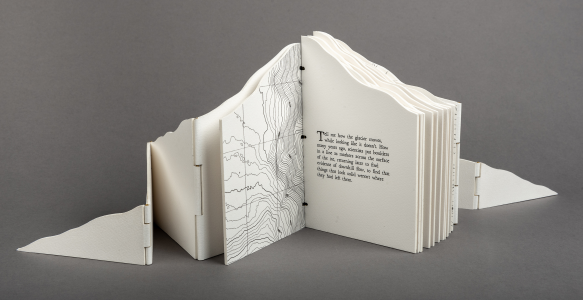 A book cut and sculpted to look like an iceberg.