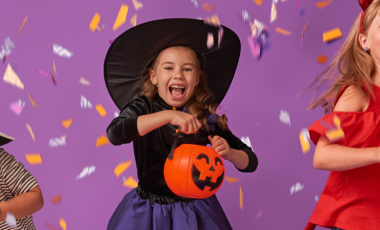 Kids in Halloween Costumes Dancing