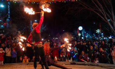 Fire performers on stage at Light Up festival