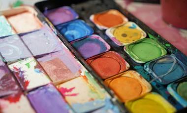 A box of watercolour paints.