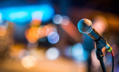 microphone with blurred background 