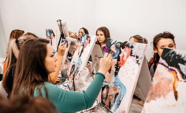 Youth painting on canvas 