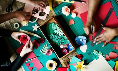People Making Paper Flowers 