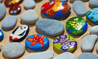Rounded painted colourful stones