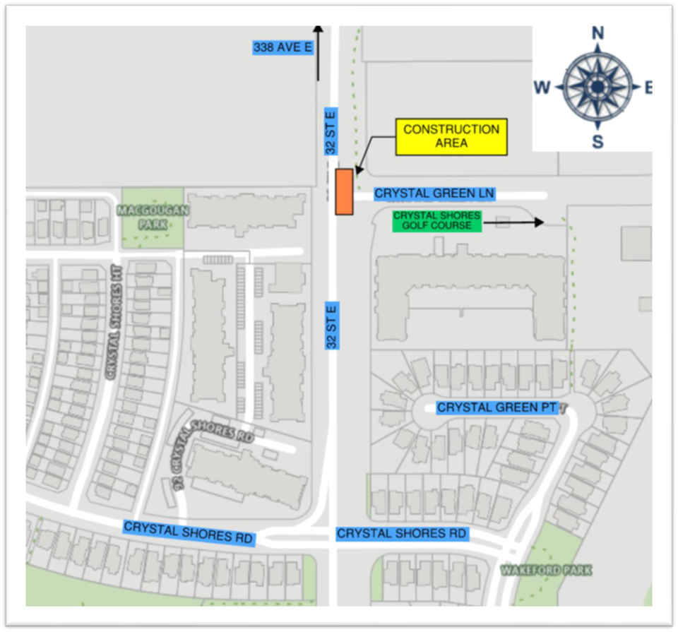 Intersection work at Crystal Green and 32 Street