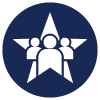 Icon showing 3 people in a star indicating good leadership