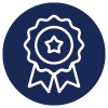 Icon with ribbon award with star at the center