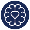 Icon with brain and heart indicating well-being