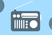 Illustration of radio and musical notes
