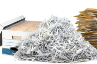 Box of documents and shredded files