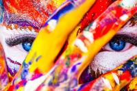 Women with painted face and hands