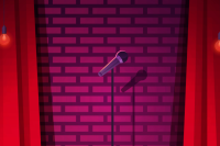 a mic on a stage